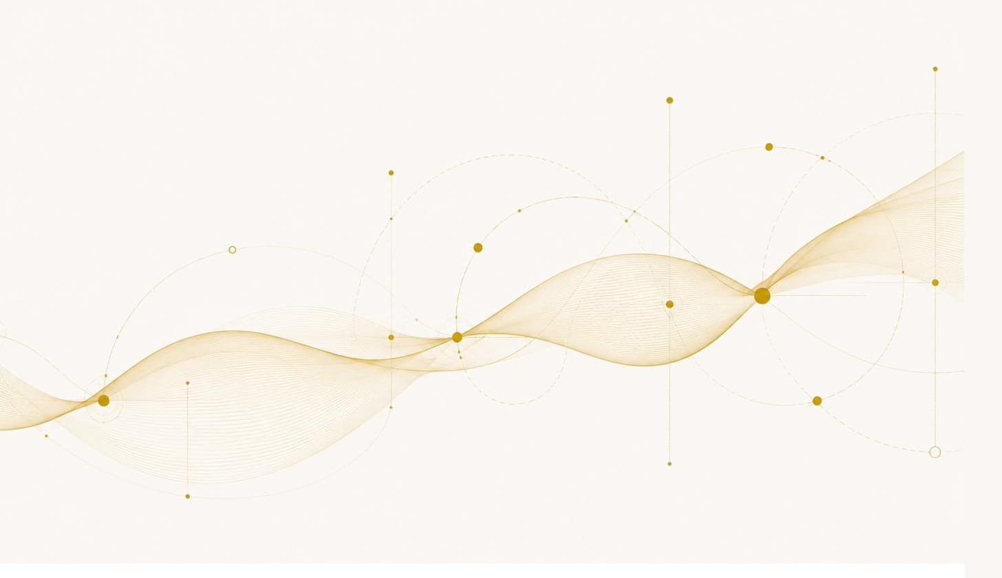 Composición abstracta en tono dorado: ondas ascendentes representando la transformación de evidencia en claridad.