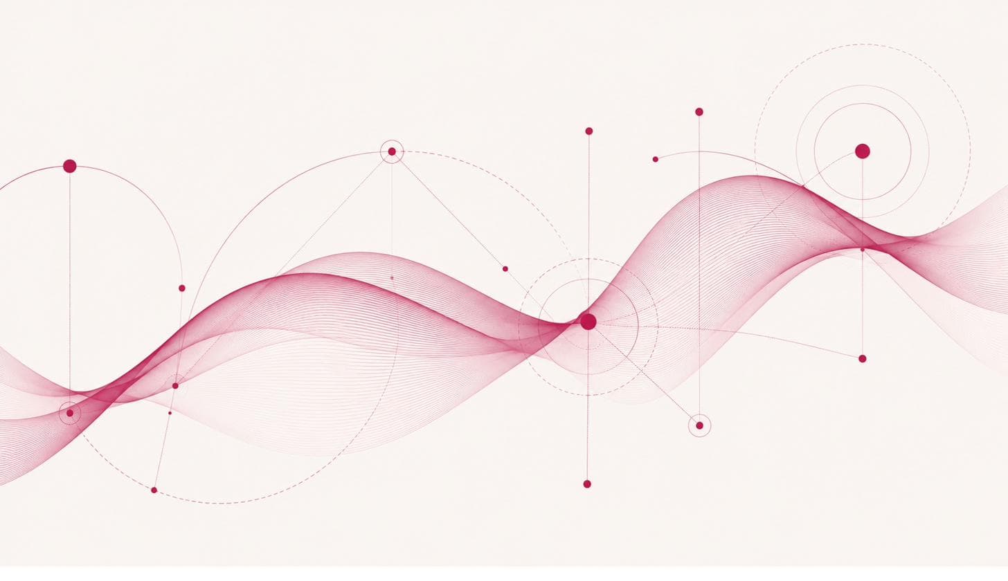Composición abstracta en tono rosa: ondas conectadas representando los resultados obtenidos por la organización.